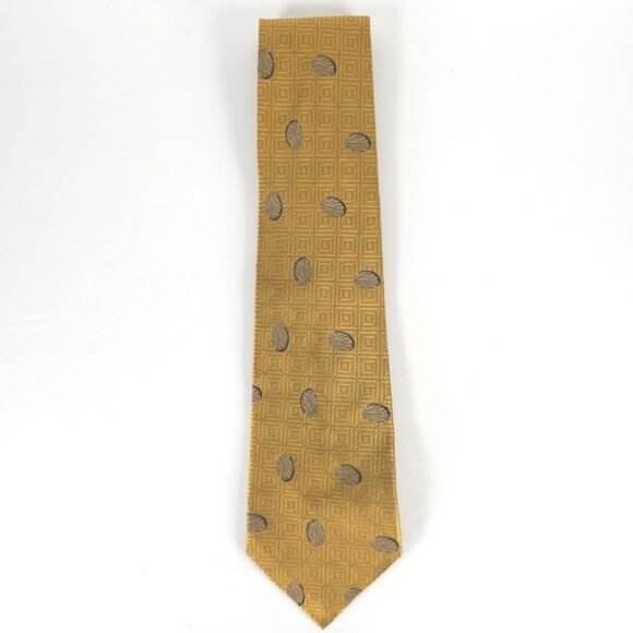 COUNTESS MARA ALL IMPORTED SILK HAND TAILORED IN USA 🇺🇸 GOLD Geometric TIE - Picture 1 of 10